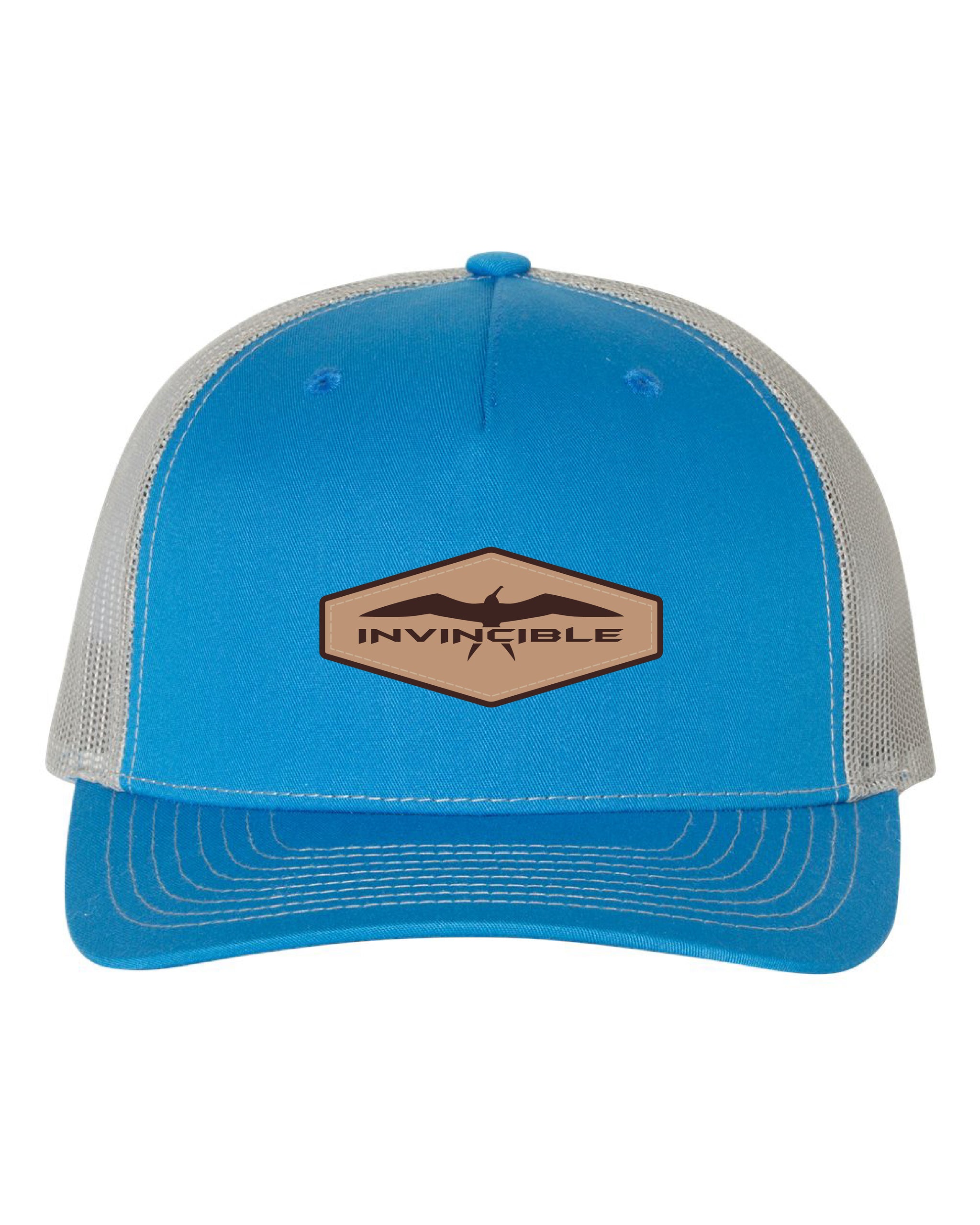 Invincible Signature Natural Leather Patch Cobalt Blue/Grey Trucker ...