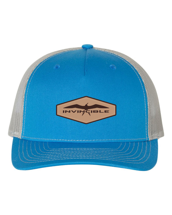 Invincible Signature Natural Leather Patch Cobalt Blue/Grey Trucker ...