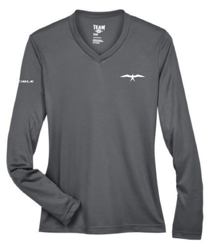 Invincible Frigate Icon Womens Charcoal long Sleeve Performance Shirt