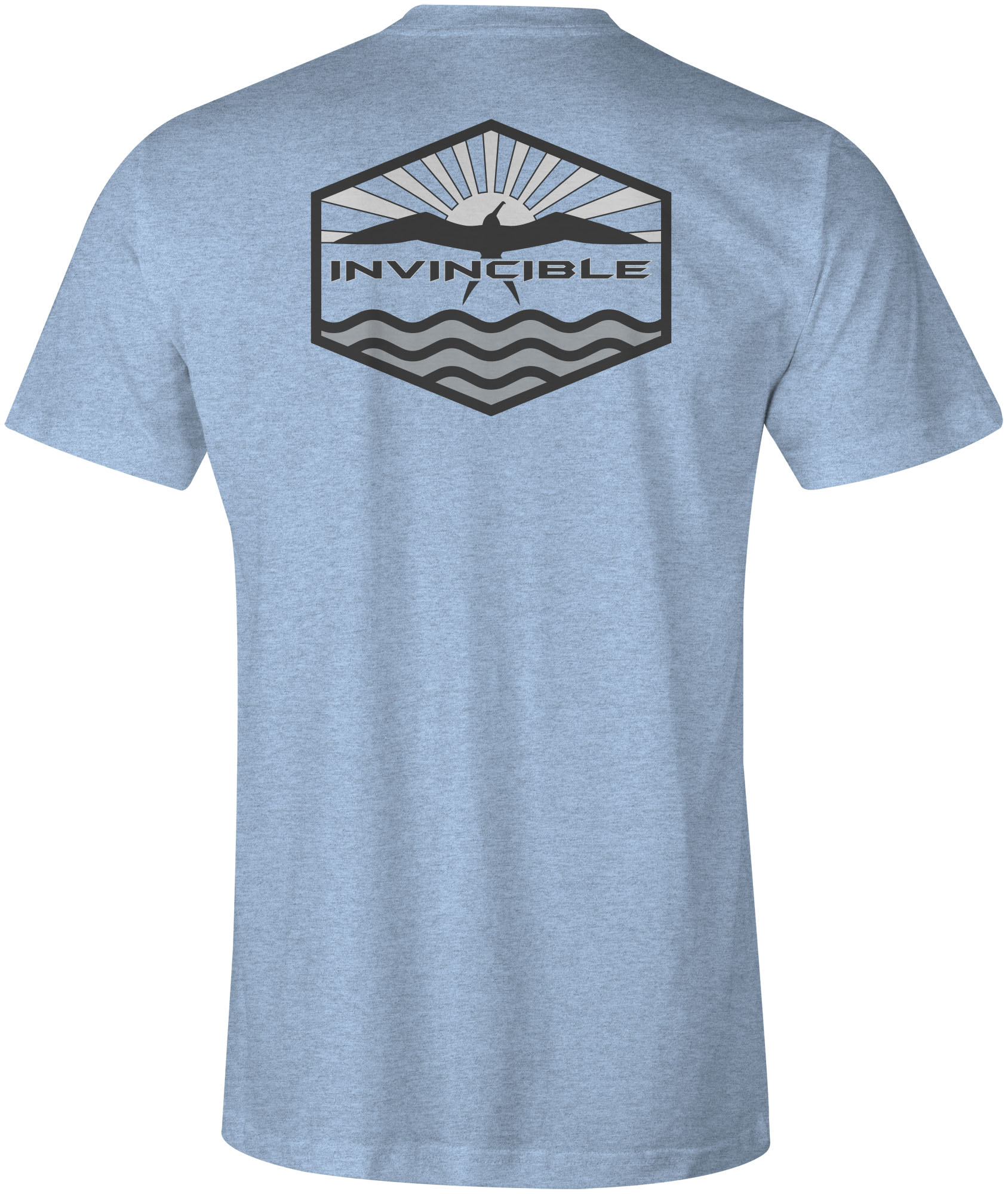 Invincible Horizon Mens Heather Columbia Blue Short Sleeve