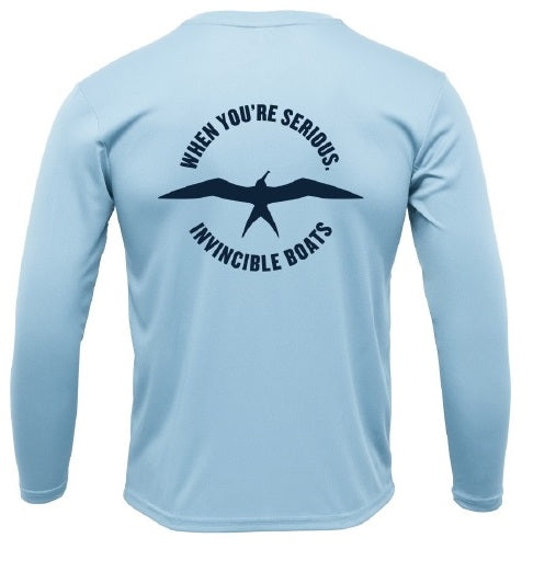 Invincible When You're Serious Mens Sky Blue Long Sleeve Performance Shirt