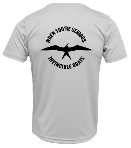 Invincible When You're Serious Men's Silver Short Sleeve Performance Shirt